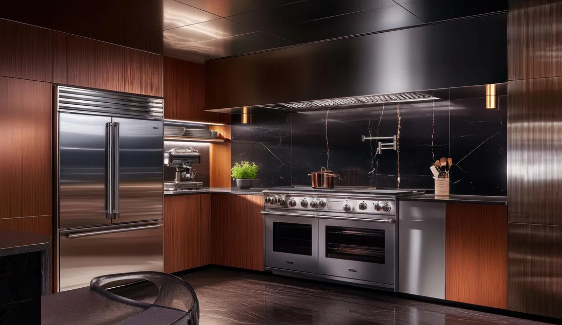 Modern fitted kitchen with built-in appliances