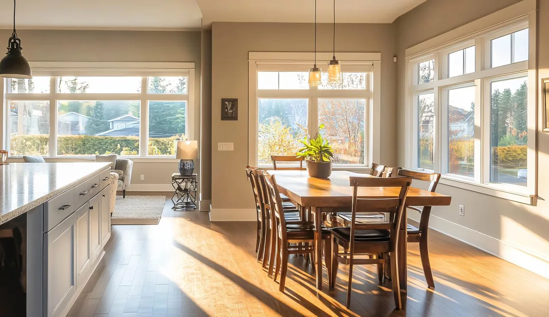 Modern fitted kitchen with built-in appliances