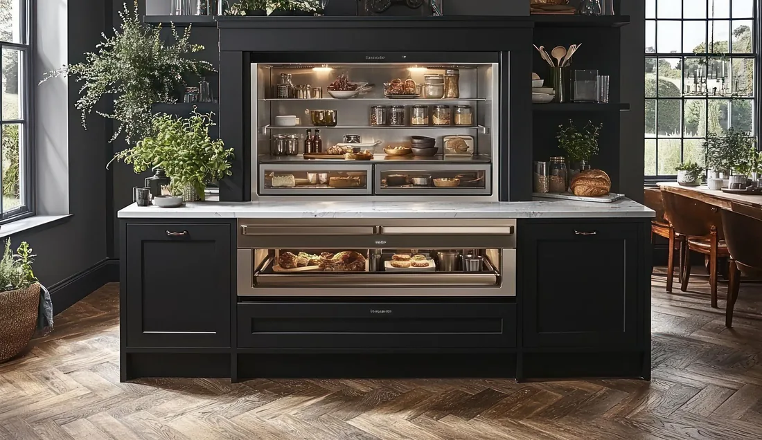 Modern fitted kitchen with built-in appliances