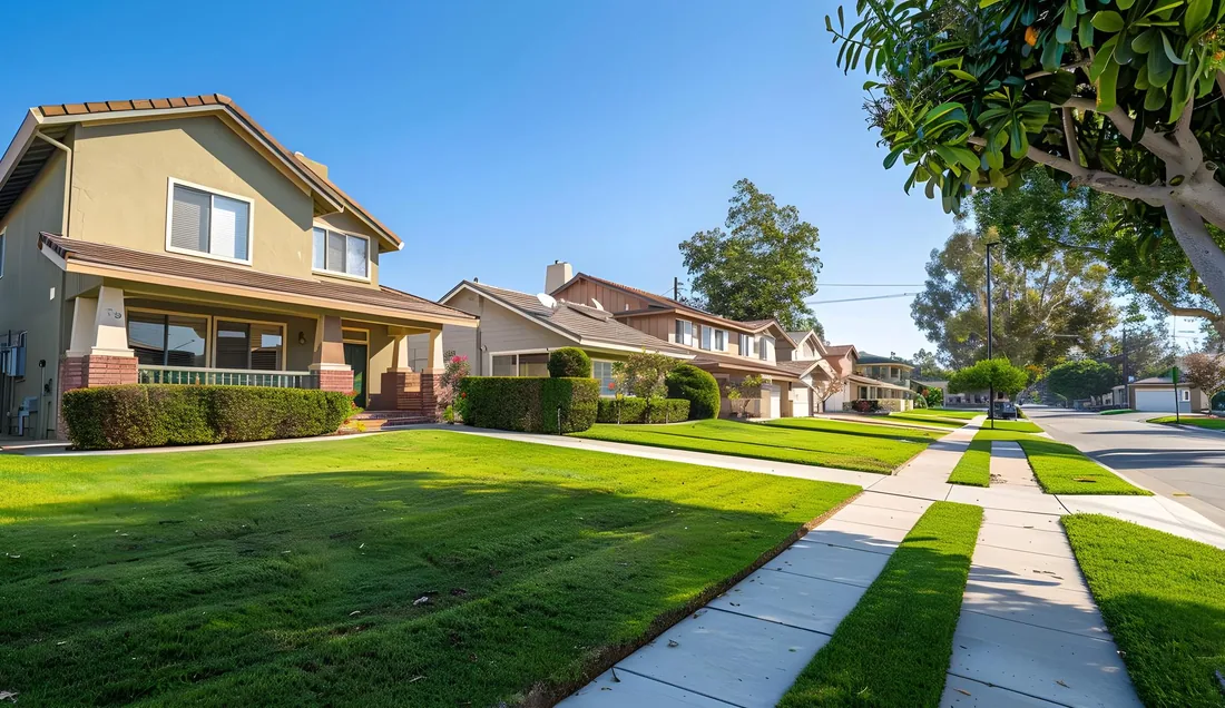 Residential street of family homes in Walnut Creek, CA